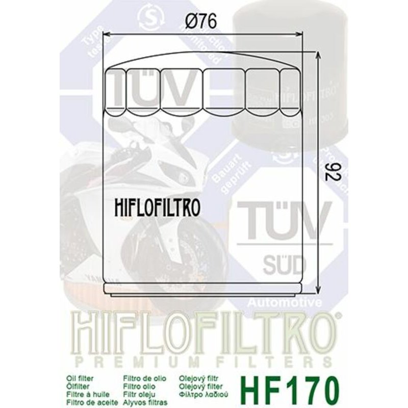 Filtre à huile HIFLOFILTRO Chrome - HF170C Filtre à huile HIFLOFILTRO Chrome - HF170C