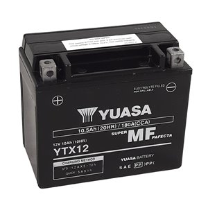 Batterie YUASA W/C sans entretien activée usine - YTX12 FA