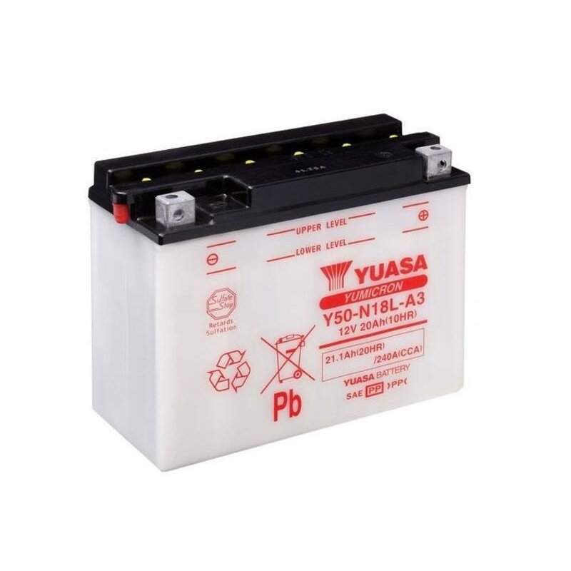 Batterie YUASA conventionnelle sans pack acide - Y50-N18L-A3 Batterie YUASA conventionnelle sans pack acide - Y50-N18L-A3