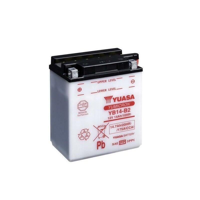 Batterie YUASA conventionnelle sans pack acide - YB14-B2 Batterie YUASA conventionnelle sans pack acide - YB14-B2