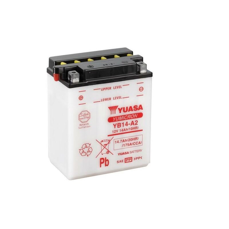 Batterie YUASA conventionnelle sans pack acide - YB14-A2 Batterie YUASA conventionnelle sans pack acide - YB14-A2