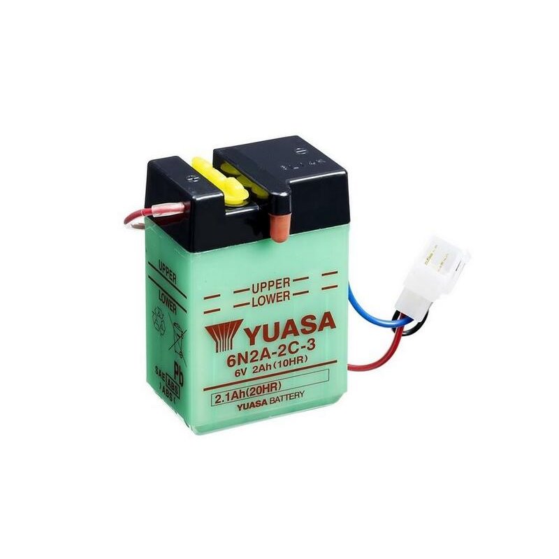 Batterie YUASA conventionnelle sans pack acide - 6N2A-2C-3 Batterie YUASA conventionnelle sans pack acide - 6N2A-2C-3