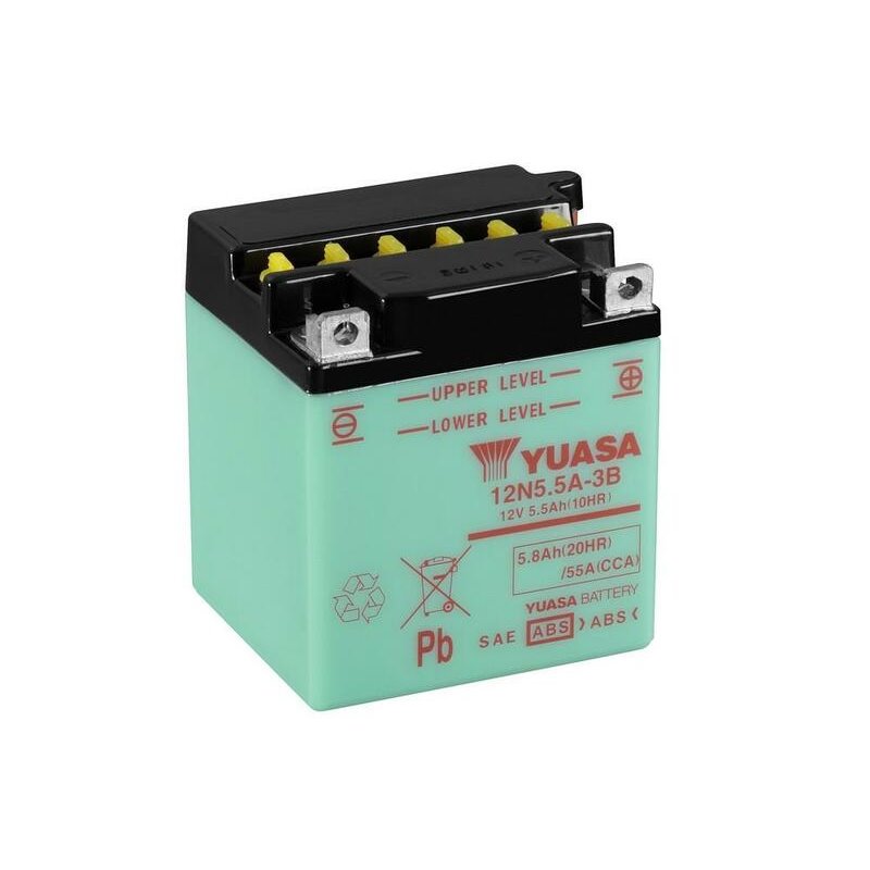 Batterie YUASA conventionnelle sans pack acide - 12N5.5A-3B Batterie YUASA conventionnelle sans pack acide - 12N5.5A-3B