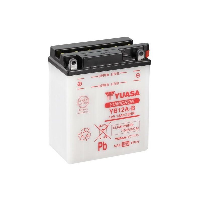 Batterie YUASA conventionnelle sans pack acide - YB12A-B Batterie YUASA conventionnelle sans pack acide - YB12A-B