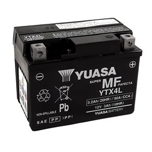 Batterie YUASA W/C sans entretien activée usine - YTX4L FA