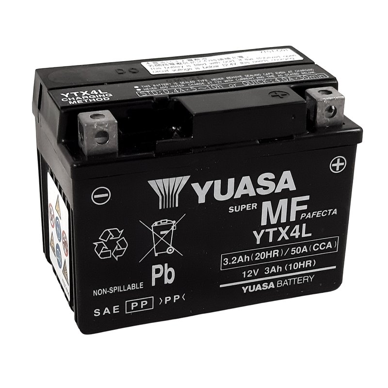 Batterie YUASA W/C sans entretien activée usine - YTX4L FA Batterie YUASA W/C sans entretien activée usine - YTX4L FA