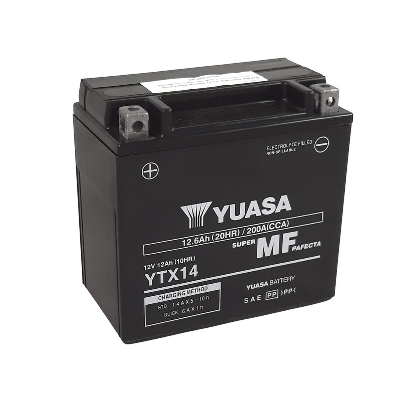 Batterie YUASA W/C sans entretien activée usine - YTX14 FA Batterie YUASA W/C sans entretien activée usine - YTX14 FA