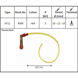 Faisceau d'allumage LY11 coudé 102° pour Bobine sans olive - cable 50cm NGK