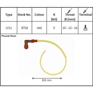 Faisceau d'allumage LY11 coudé 90° pour Bobine sans olive - cable 50cm NGK
